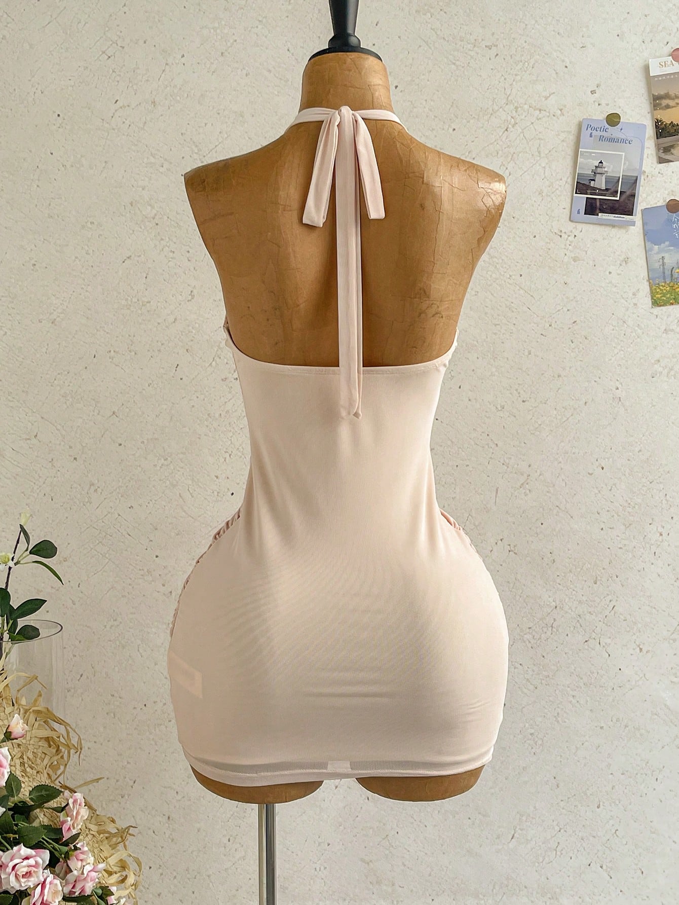 Ure Wave Women's Casual Vacation Sexy Ribbon Halter Bowknot Ruched Bodycon Dress, Suitable For Beach, Cruise, - image 2