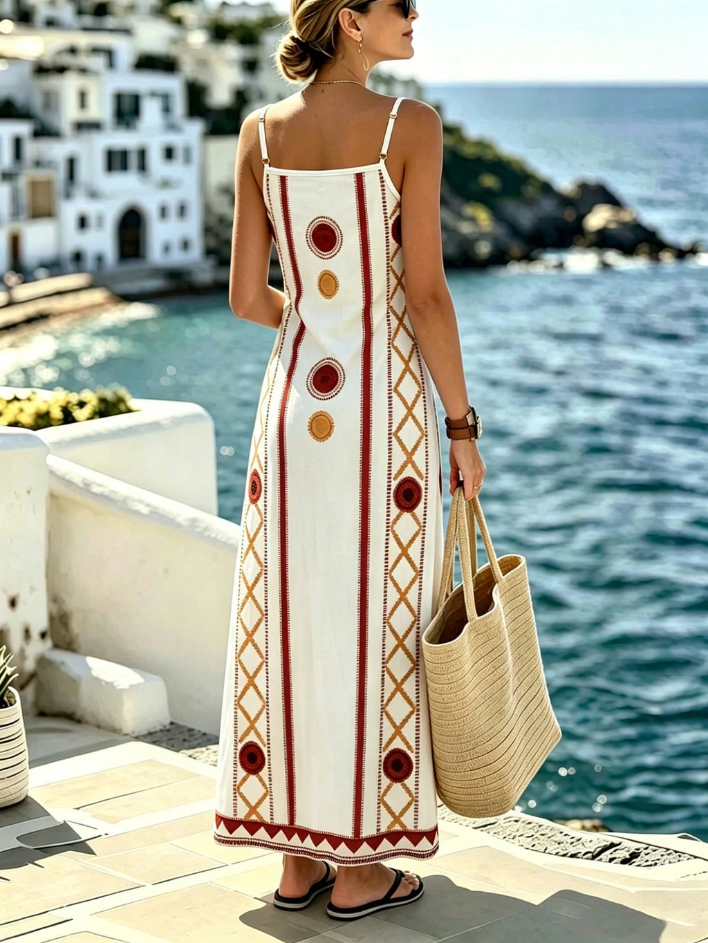 Selamara Women's Geometric Print Casual Party & Travel Spaghetti Strap Dress - image 6