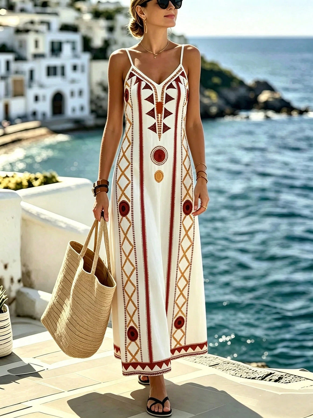 Selamara Women's Geometric Print Casual Party & Travel Spaghetti Strap Dress - image 7
