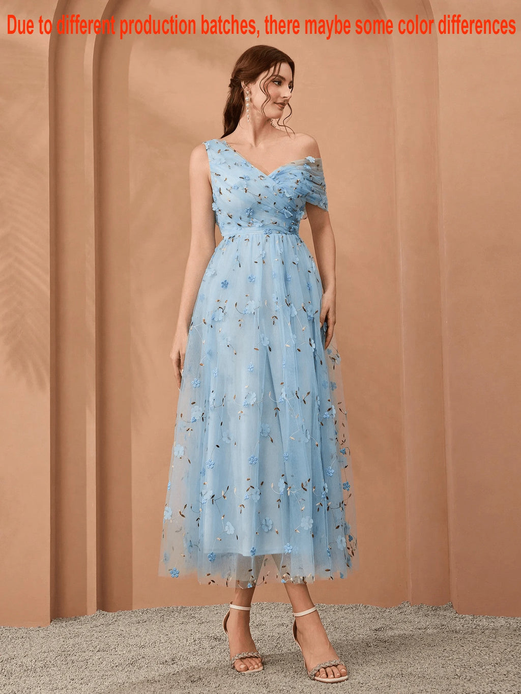 Magical, New Arrival, One-Shoulder, Romantic, 3D Floral Embroidery, Asymmetric, Elegant, Bridesmaid Dress, - image 6