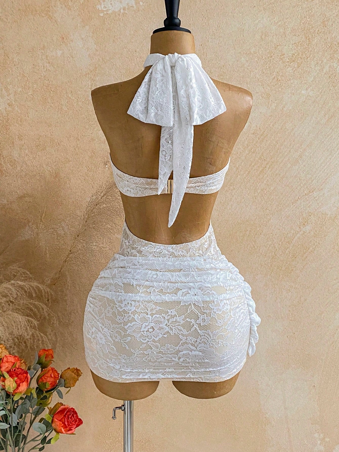 Soleia Women's Summer Khaki Bandage Vacation Bodycon Mini