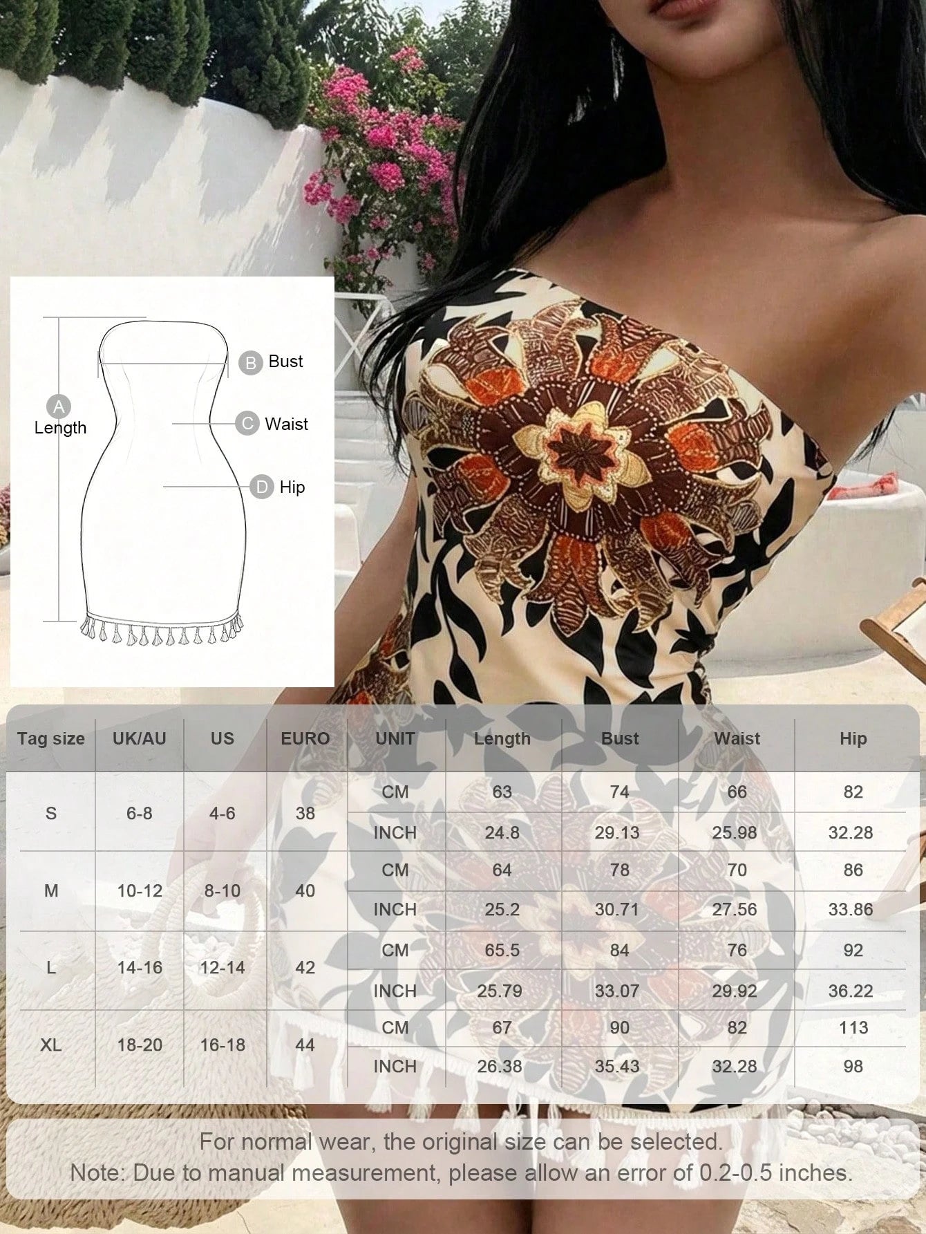 AIJ Amarilo Women's Floral Random Print Elegant Sexy Strapless Dress,
