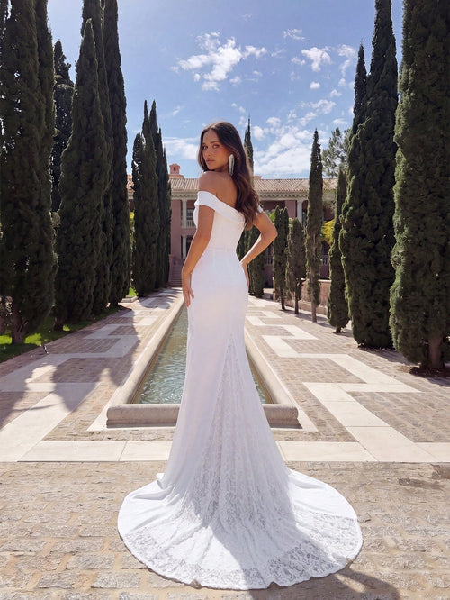 Aloruh Elegant, Woman, Summer, Wedding Season, Back-To-School Season, Date, Wedding Guest, White Plunging And