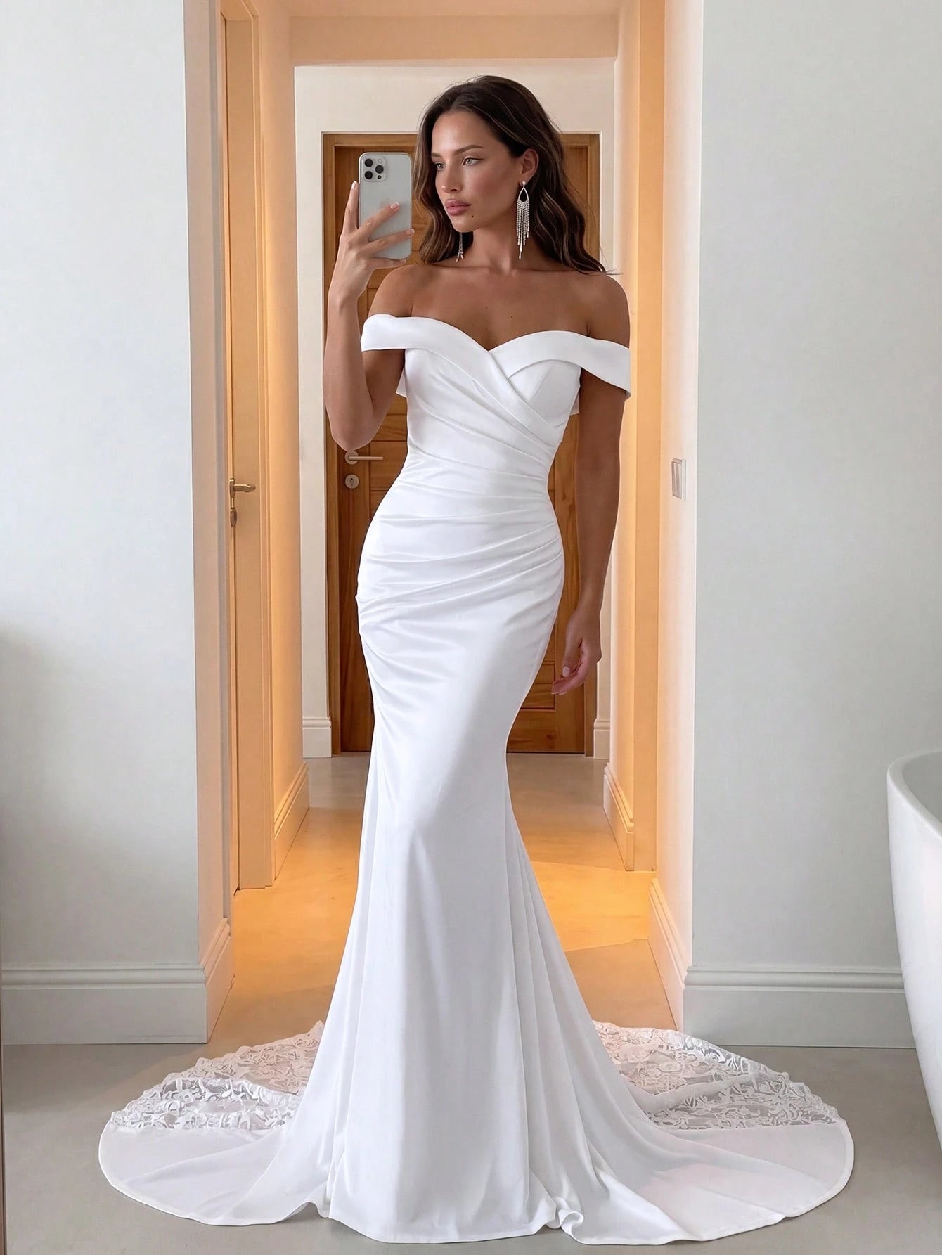 Aloruh Elegant, Woman, Summer, Wedding Season, Back-To-School Season, Date, Wedding Guest, White Plunging And - image 6