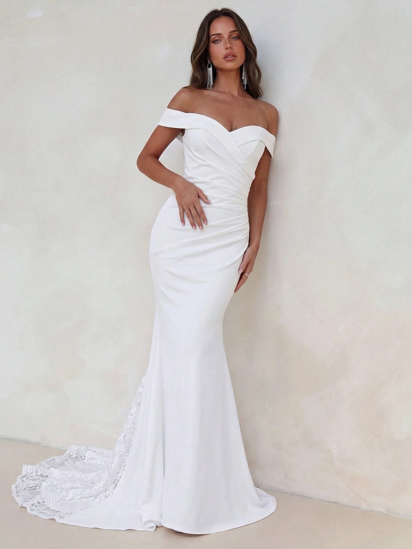 Aloruh Elegant, Woman, Summer, Wedding Season, Back-To-School Season, Date, Wedding Guest, White Plunging And - image 7