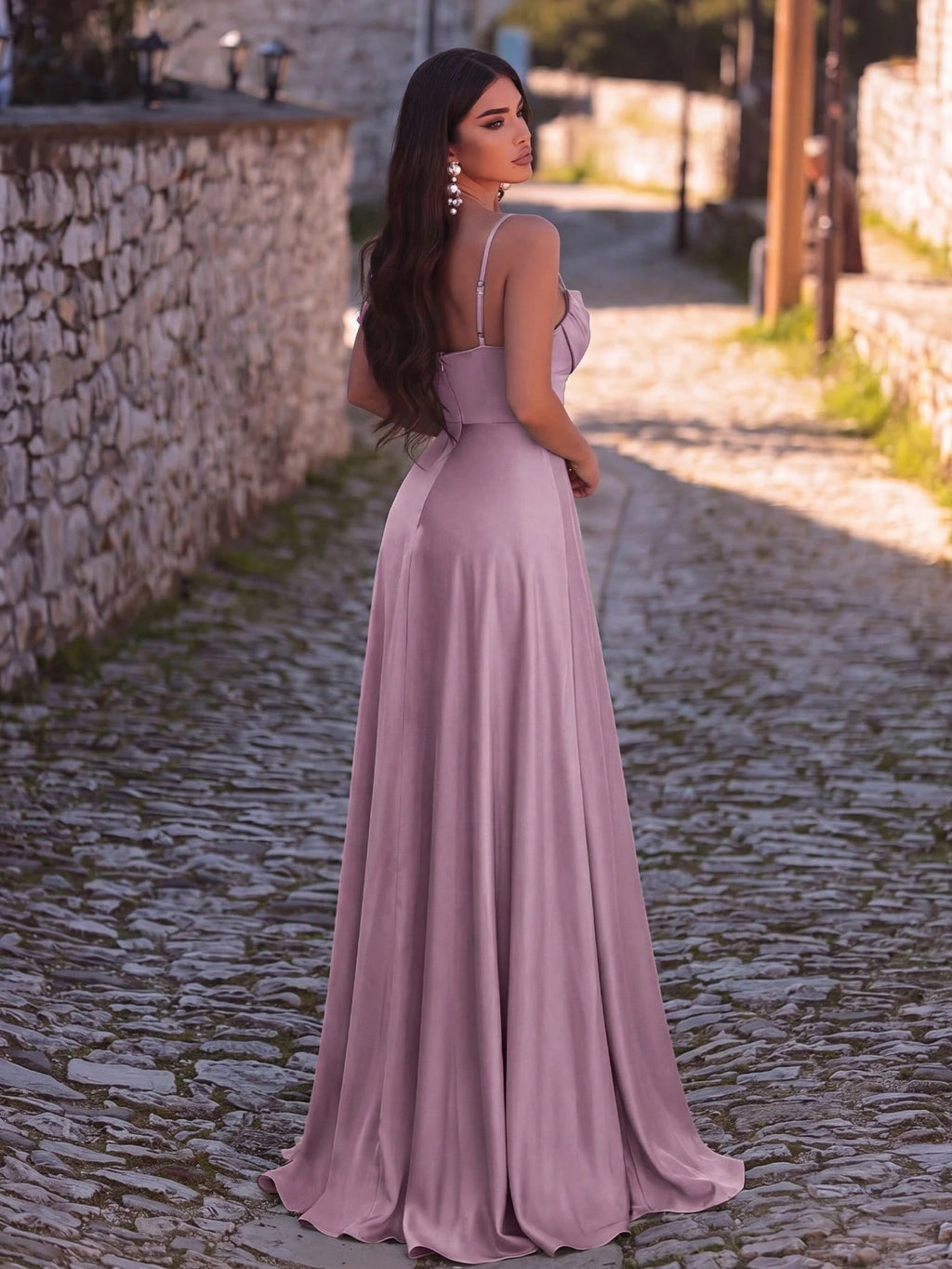 Faeriesty Sleeveless Backless Maxi Bridesmaid Dress With Draped Neck And Slit, Medium Stretch Knitted Fabric - image 18