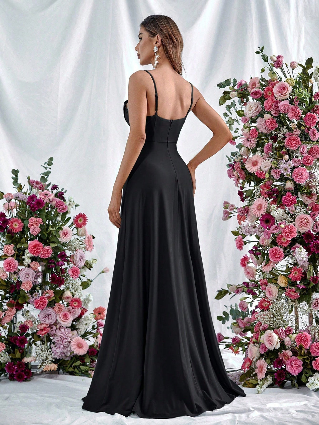 Faeriesty Elegant Spaghetti Strap Evening Gown With Ruched Bodice And High Slit Design - Formal Occasion - image 6