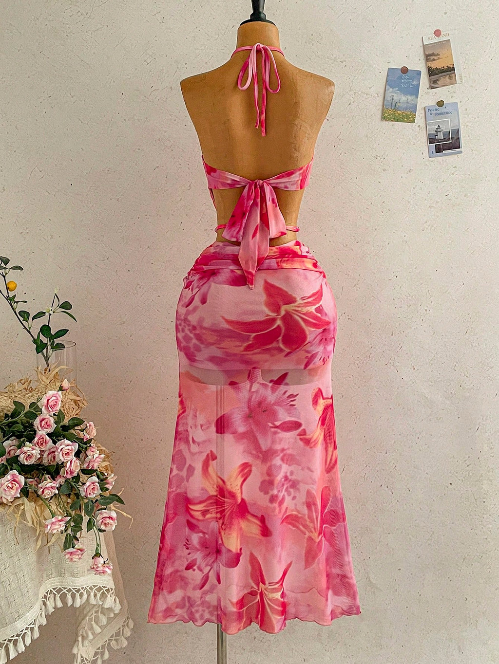 Soleia Women's Pink Floral Summer Casual Holiday Vacation Maxi