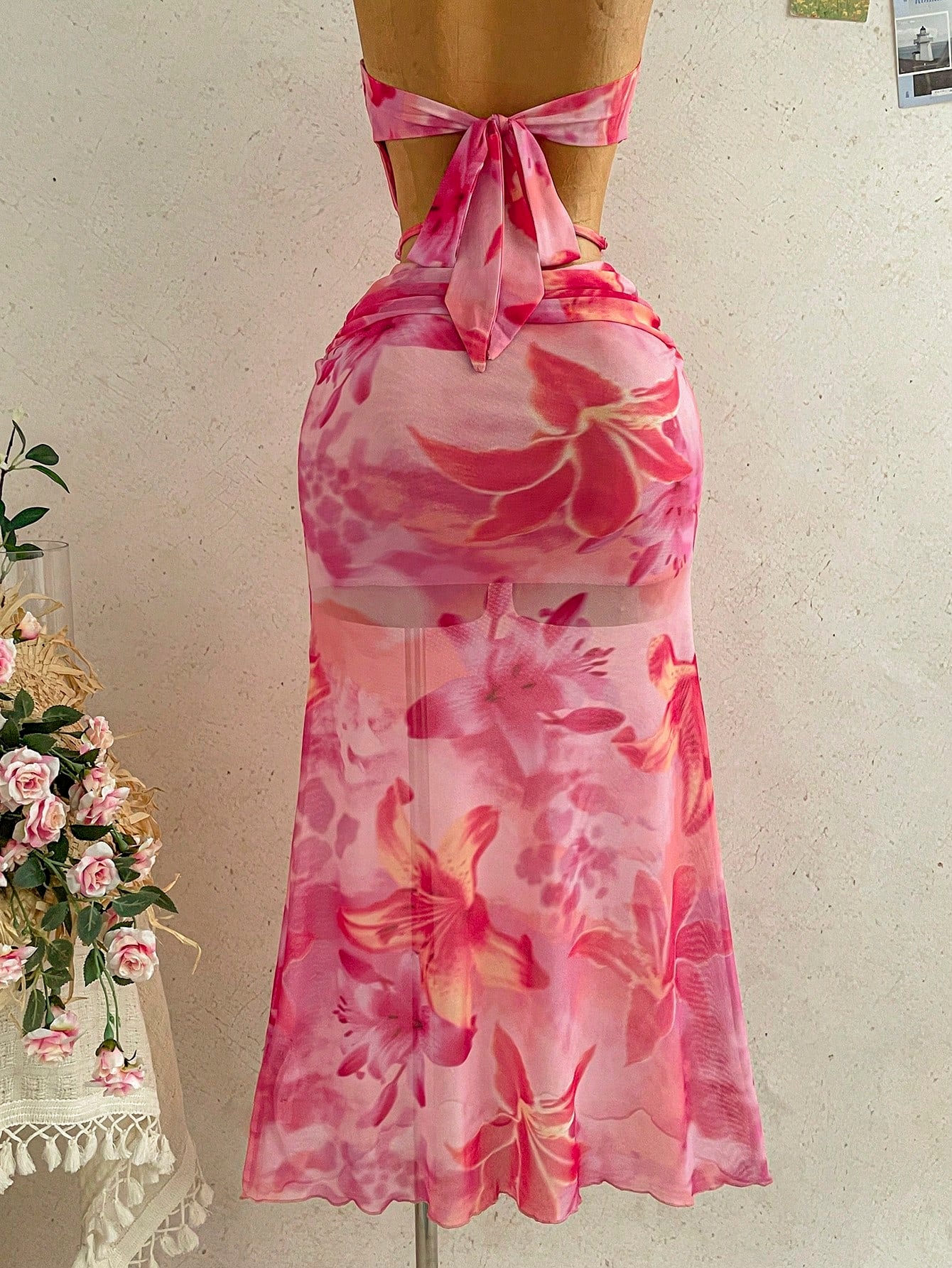 Soleia Women's Pink Floral Summer Casual Holiday Vacation Maxi