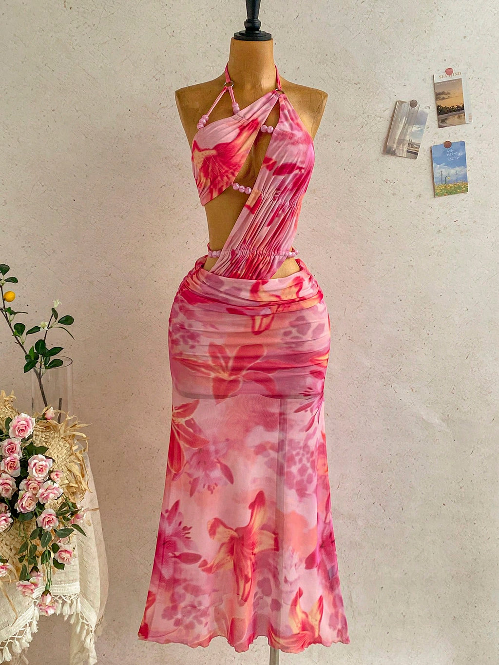 Soleia Women's Pink Floral Summer Casual Holiday Vacation Maxi