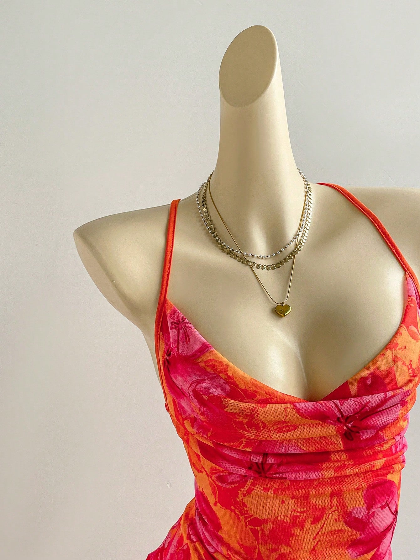 Soleia Women's Colorful Vintage Floral Print Draped Neck Layered