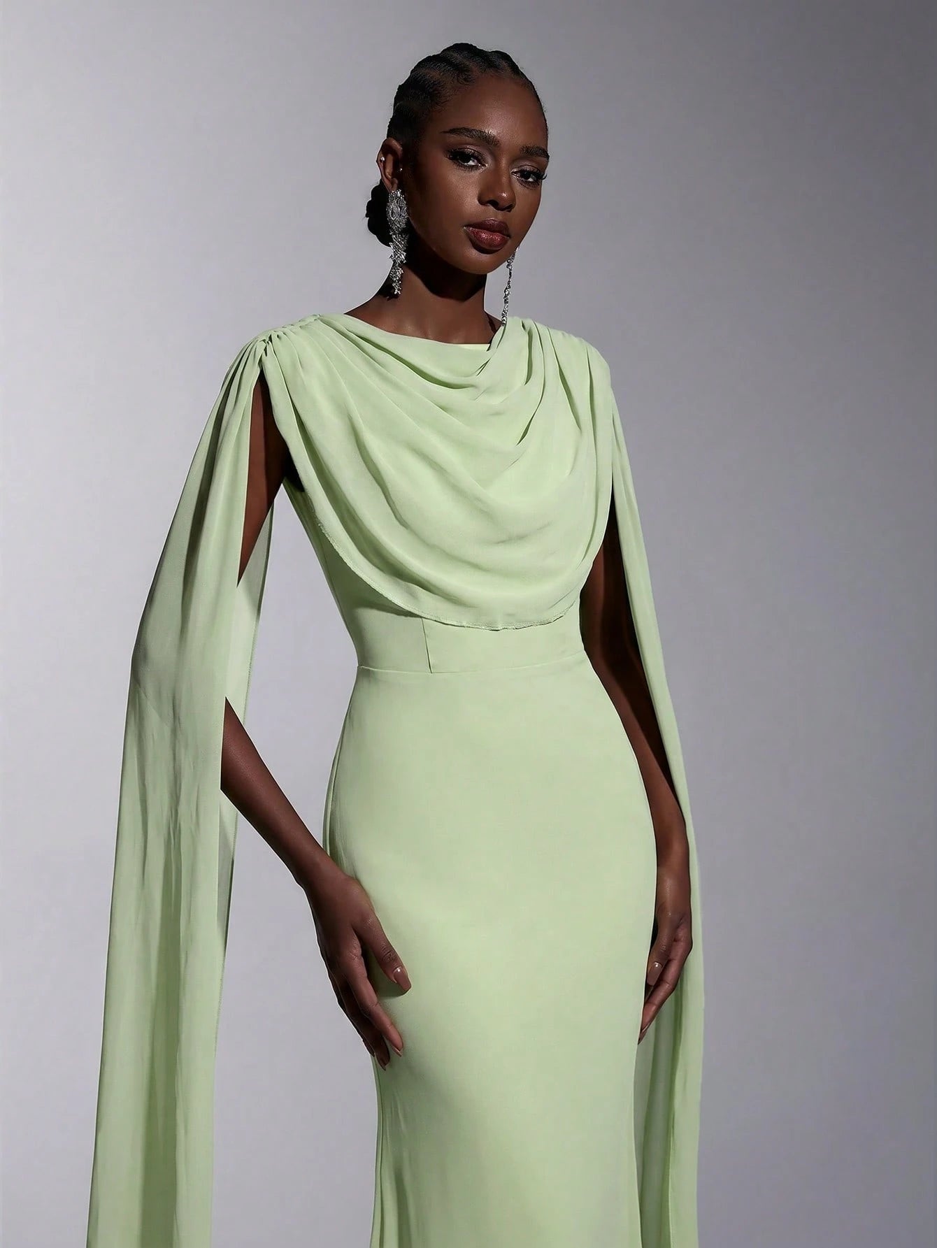 Elitara Elegant, , Fashionable Green Chiffon Halter Fishtail Hem Formal Dress, Wedding Guest Yellow And - image 6