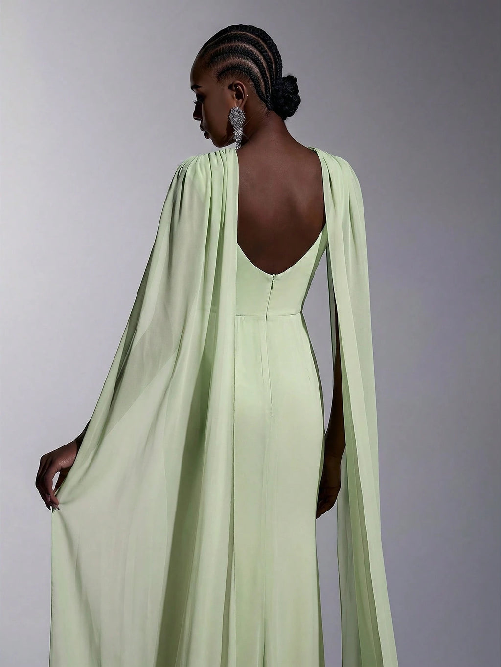 Elitara Elegant, , Fashionable Green Chiffon Halter Fishtail Hem Formal Dress, Wedding Guest Yellow And - image 7