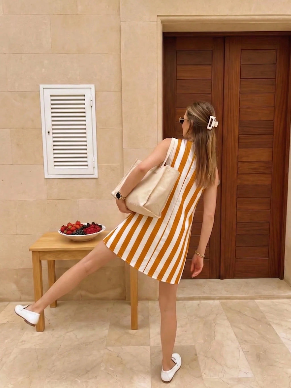 A-Line Casual Women's Short Dress, Summer Striped Minimalist Vacation
