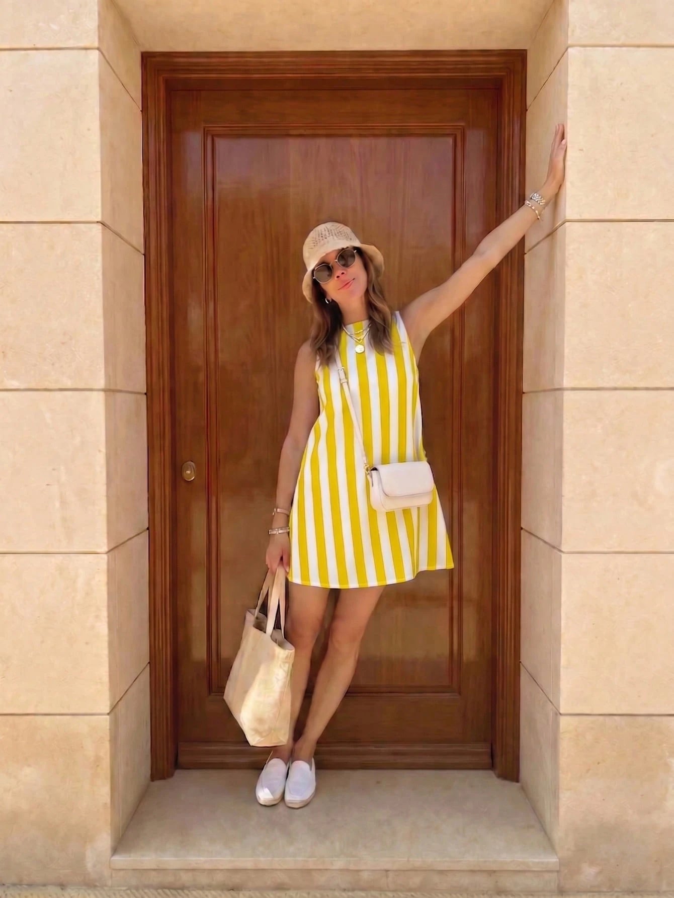 A-Line Casual Women's Short Dress, Summer Striped Minimalist Vacation