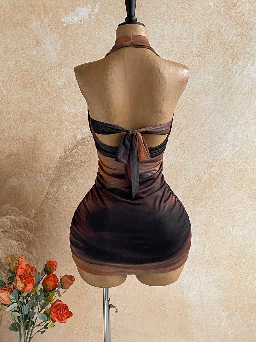 Soleia Women's Cowl Neck Backless Halter Mini Dress,No Breast Pads - image 18