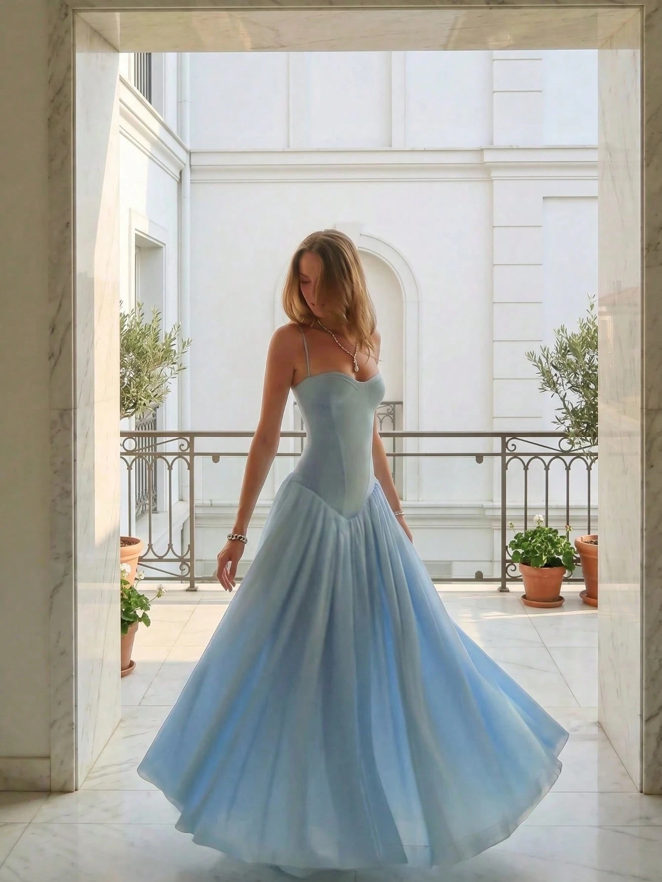 Elegant Romantic Pleated Midi Dress, Suitable For Casual, Date,