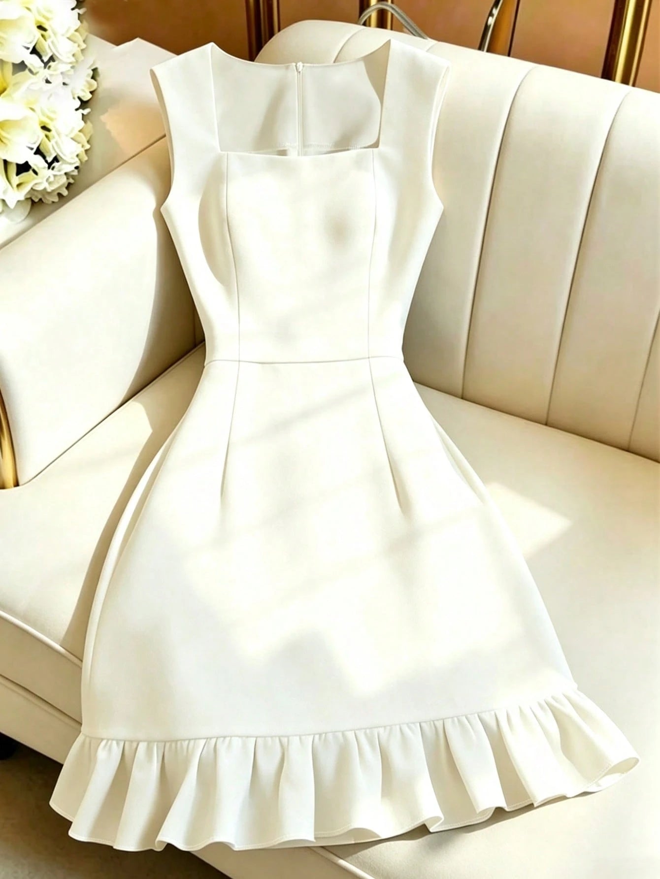 GlowEve Women's Sleeveless White Waist Cinched Mini Dress - image 6