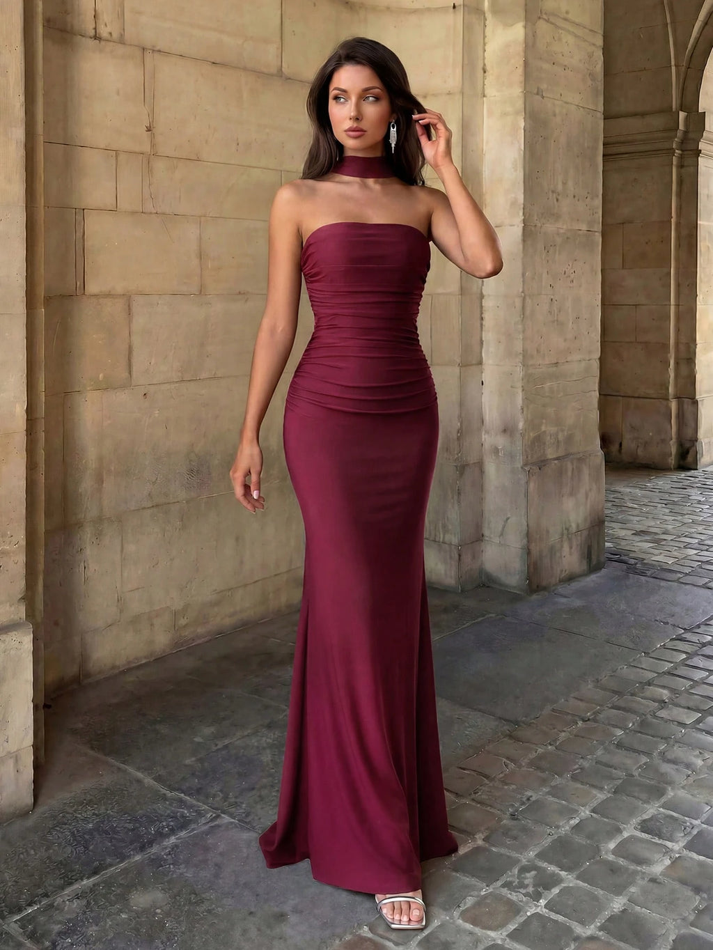 Firerie Elegant, Romantic, Sexy, Minimalist, Light Yellow Knit Elastic Strapless Backless Bodycon Dress, - image 8