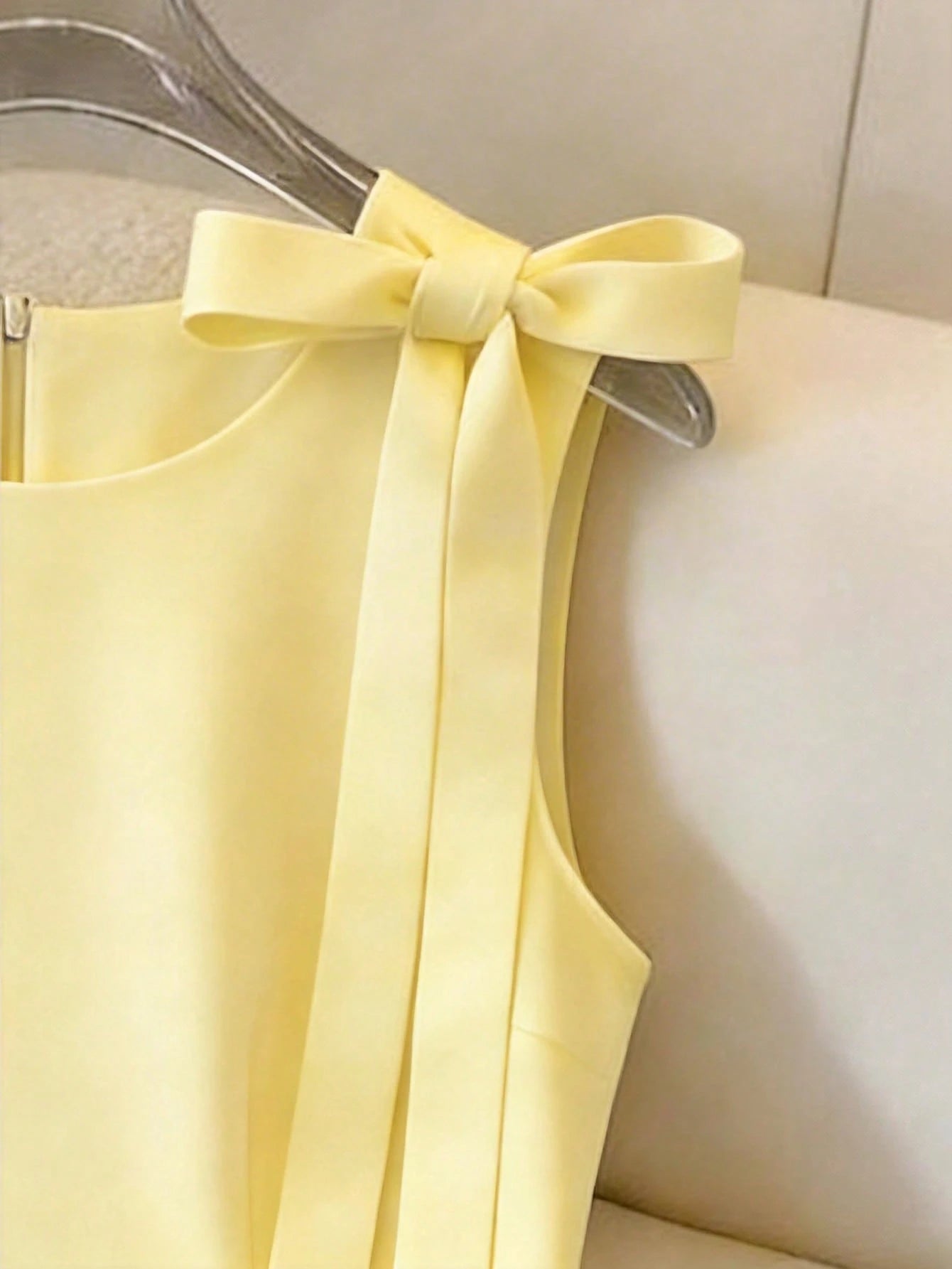 GlowEve French Elegant Women's Pale Yellow Summer Sleeveless Dress,Floral Petal 3D Flower Design With - image 15