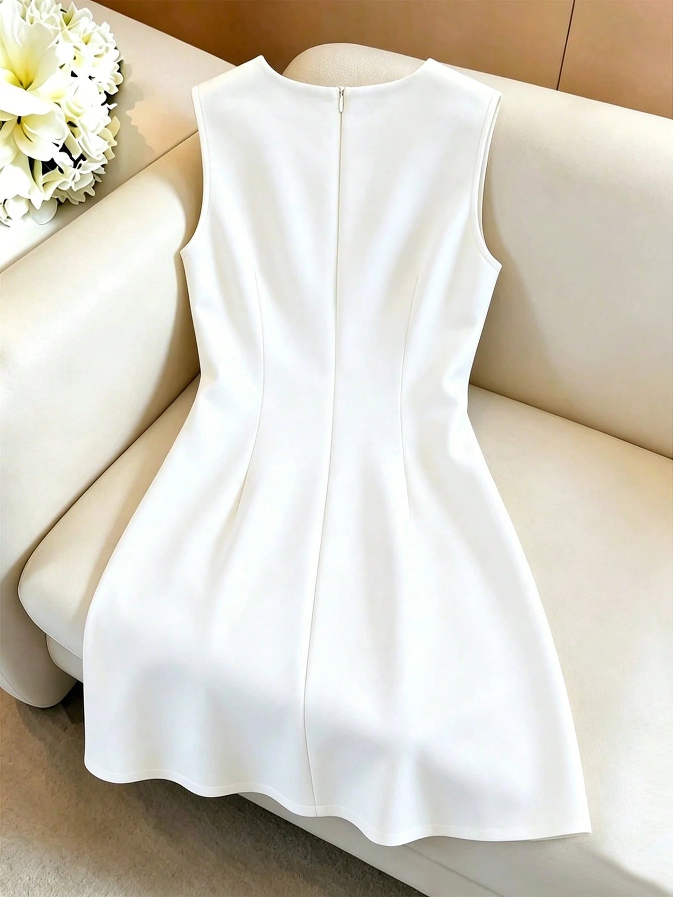 GlowEve French Elegant Women's Pale Yellow Summer Sleeveless Dress,Floral Petal 3D Flower Design With - image 8