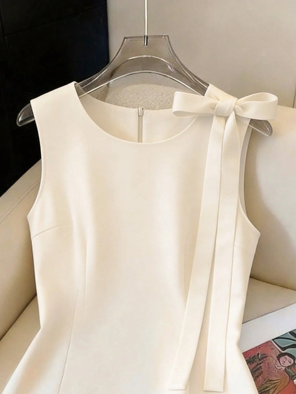 GlowEve French Elegant Women's Pale Yellow Summer Sleeveless Dress,Floral Petal 3D Flower Design With - image 11