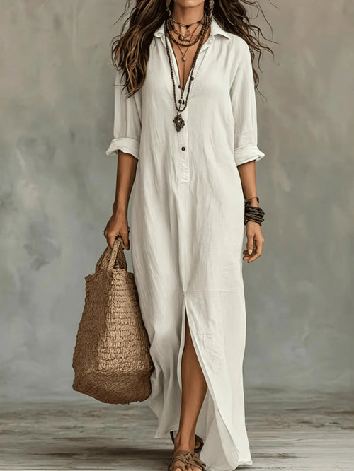 2026 European And American Independent Website Spring Summer New Front-Button Bohemian Shirt And Floor-Length - image 2