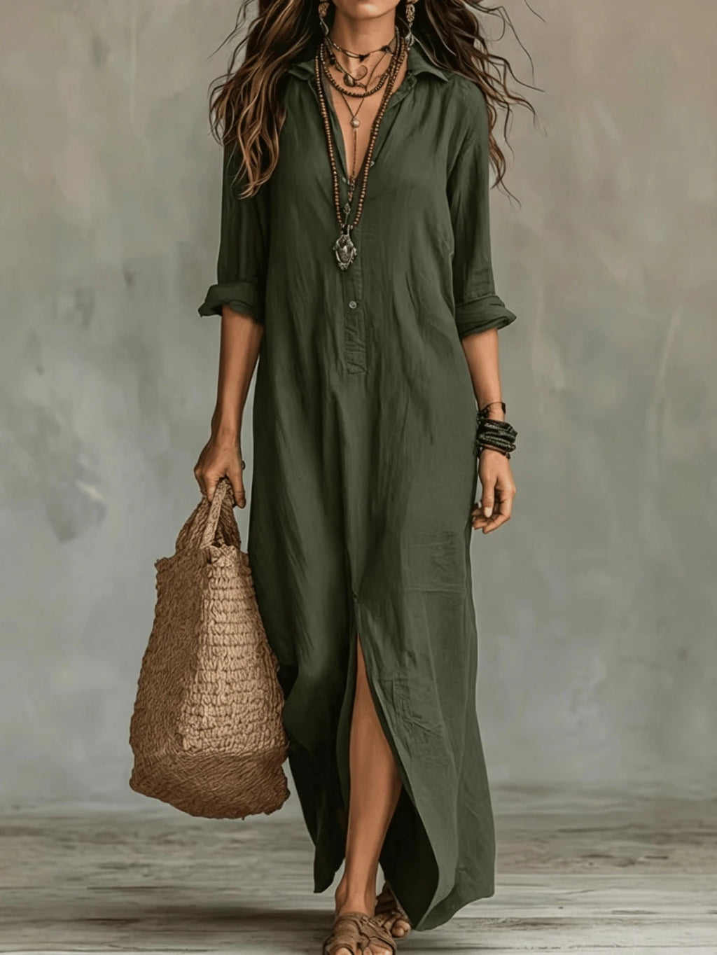 2026 European And American Independent Website Spring Summer New Front-Button Bohemian Shirt And Floor-Length - image 5