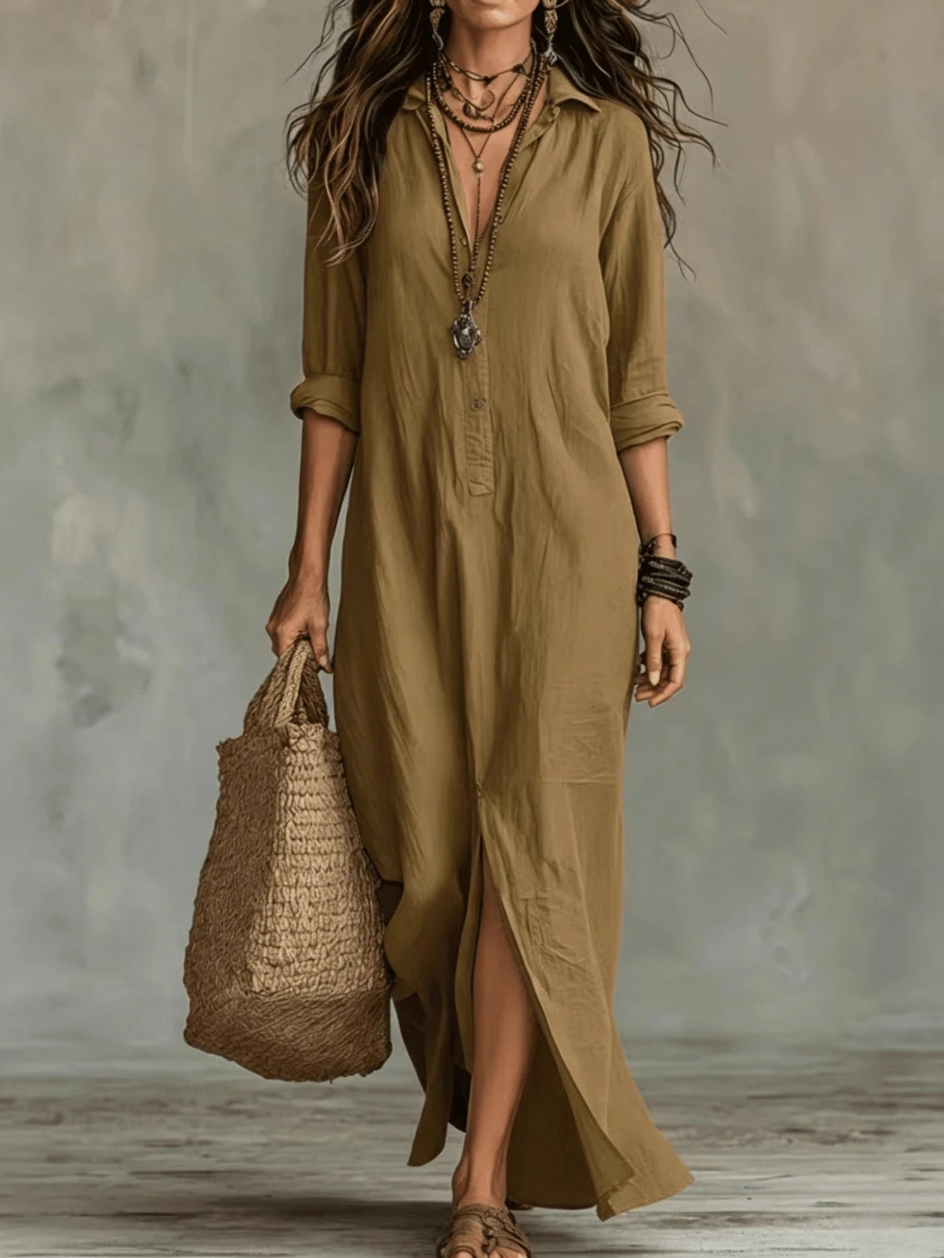 2026 European And American Independent Website Spring Summer New Front-Button Bohemian Shirt And Floor-Length - image 7
