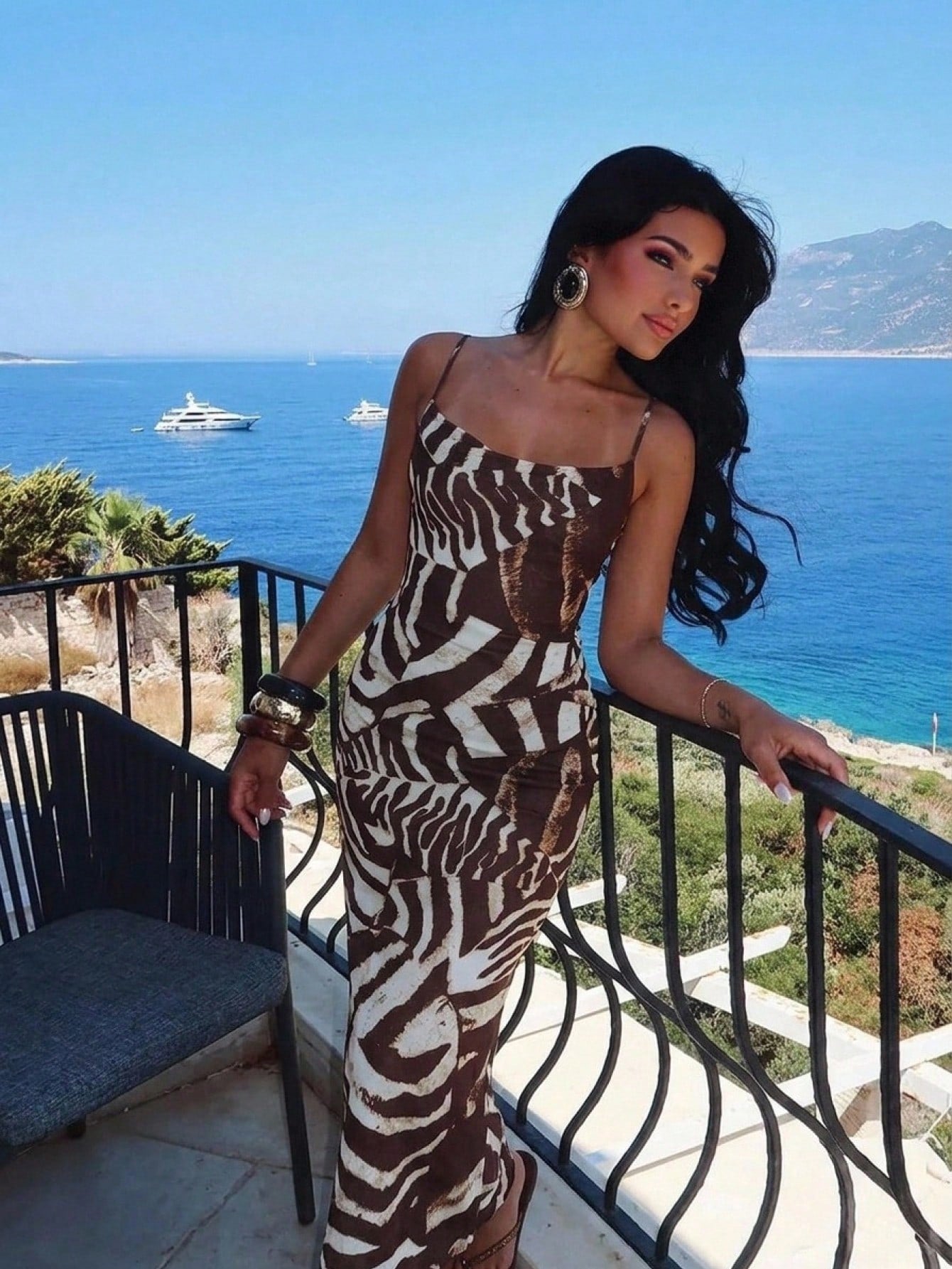 Aloruh Leopard Print Dress For Woman,White Animal
