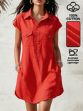 LUNE Women's Loose Orange Red Vacation Dress For Summer Vacation