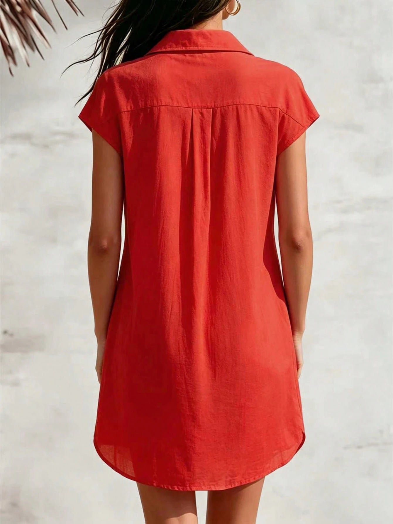 Balvessa Women's Loose Orange Red Vacation Dress For Summer Vacation