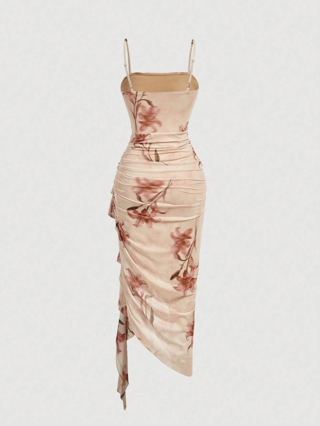 Skyraze Women's Floral Print Sleeveless Midi Dress With Ruffle Hem,