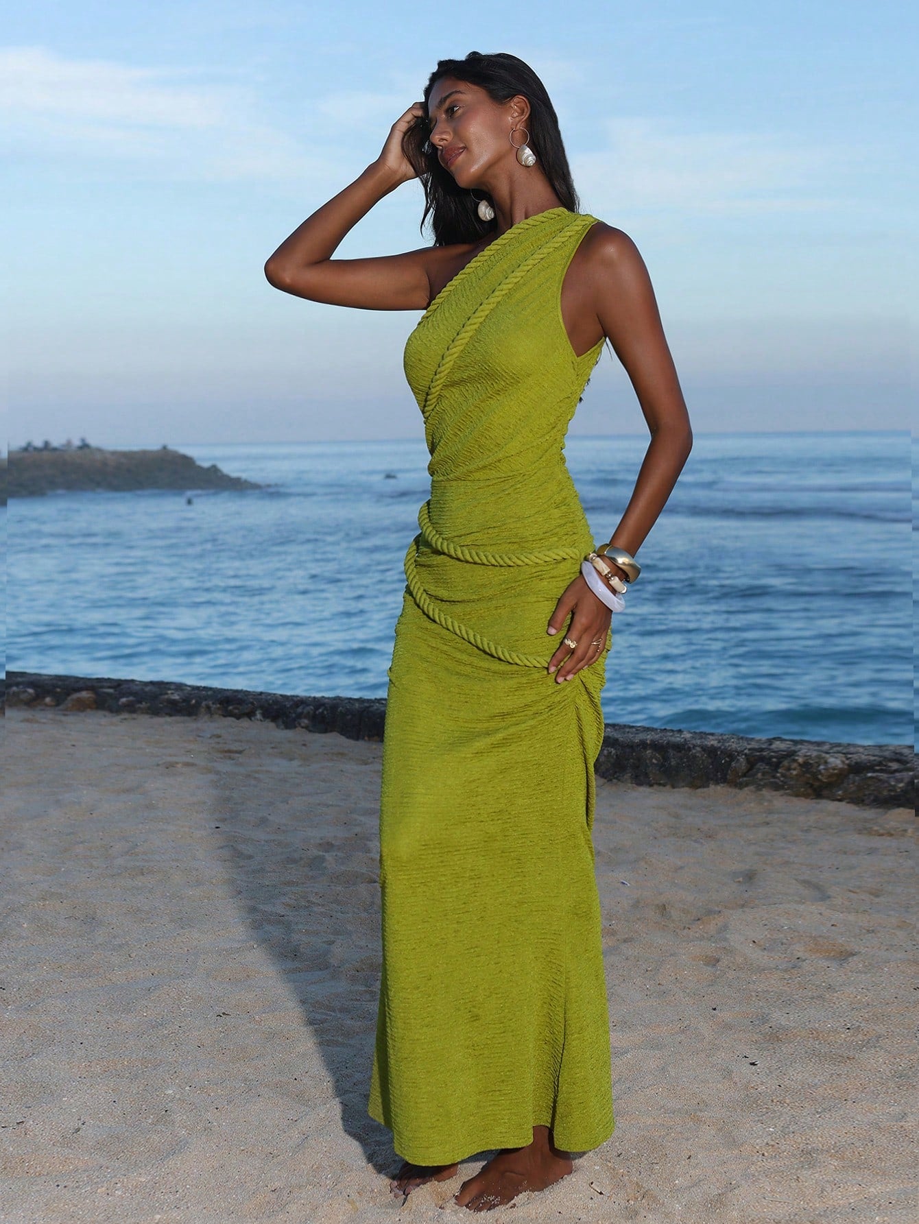 Opulessa Women's Olive Green Summer Casual Beach Holiday Vacation