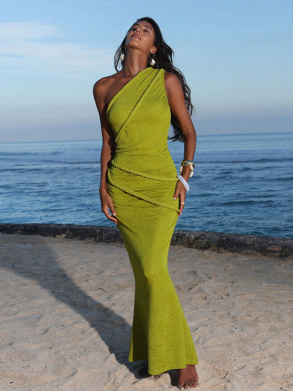 Opulessa Women's Olive Green Summer Casual Beach Holiday Vacation
