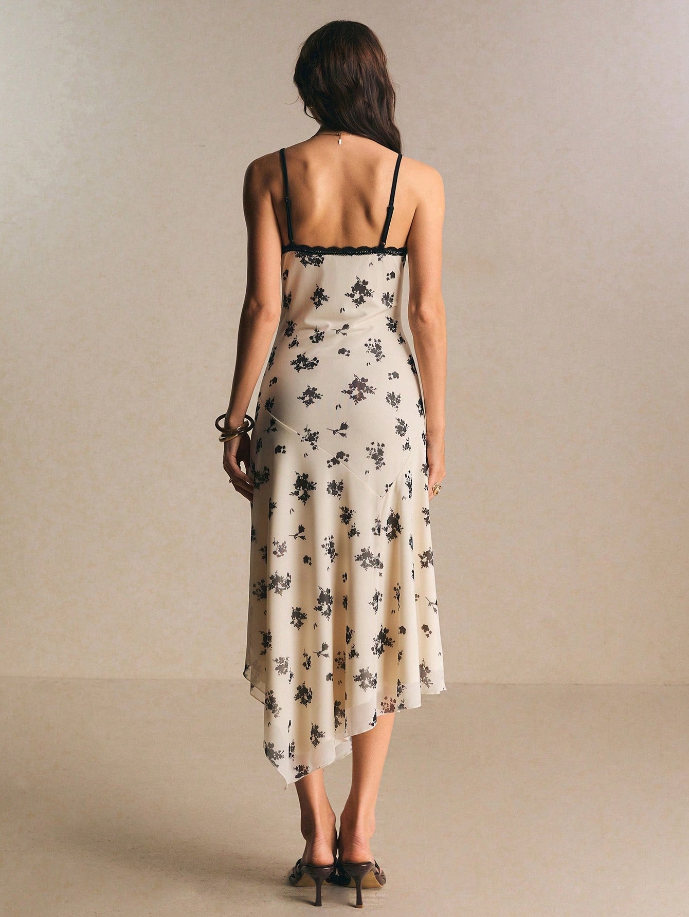 Poéselle Women's Floral Lace Trim Slip Dress For Women – Spaghetti
