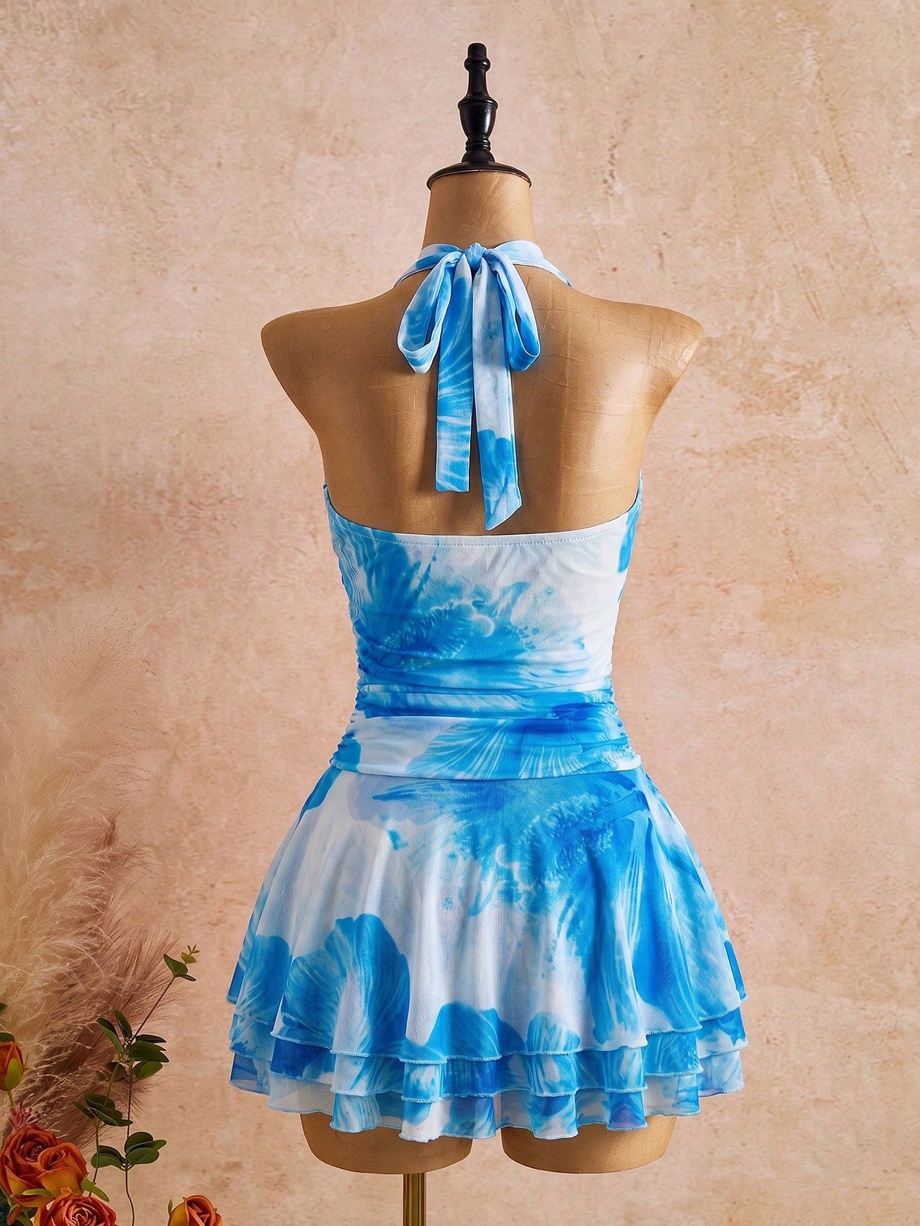 Bellisia Spring/Summer New Women's Fashion Sexy Print Dress - Cowl Neck Design - Waist Cinched & Ruched - image 17