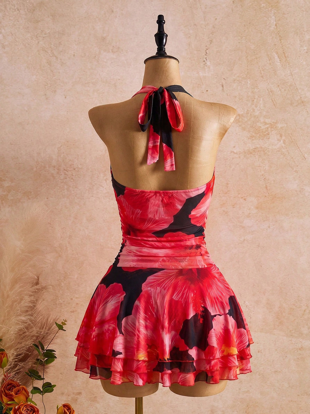 Bellisia Spring/Summer New Women's Fashion Sexy Print Dress - Cowl Neck Design - Waist Cinched & Ruched - image 12