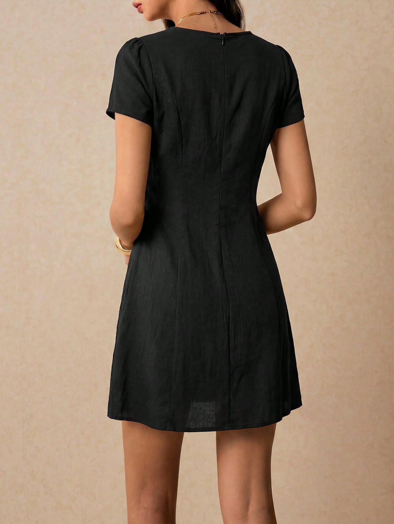 Poéselle Women's Plaid Short Sleeve Single-Breasted Casual Mini Dress,Casual Dresses For Women - image 2