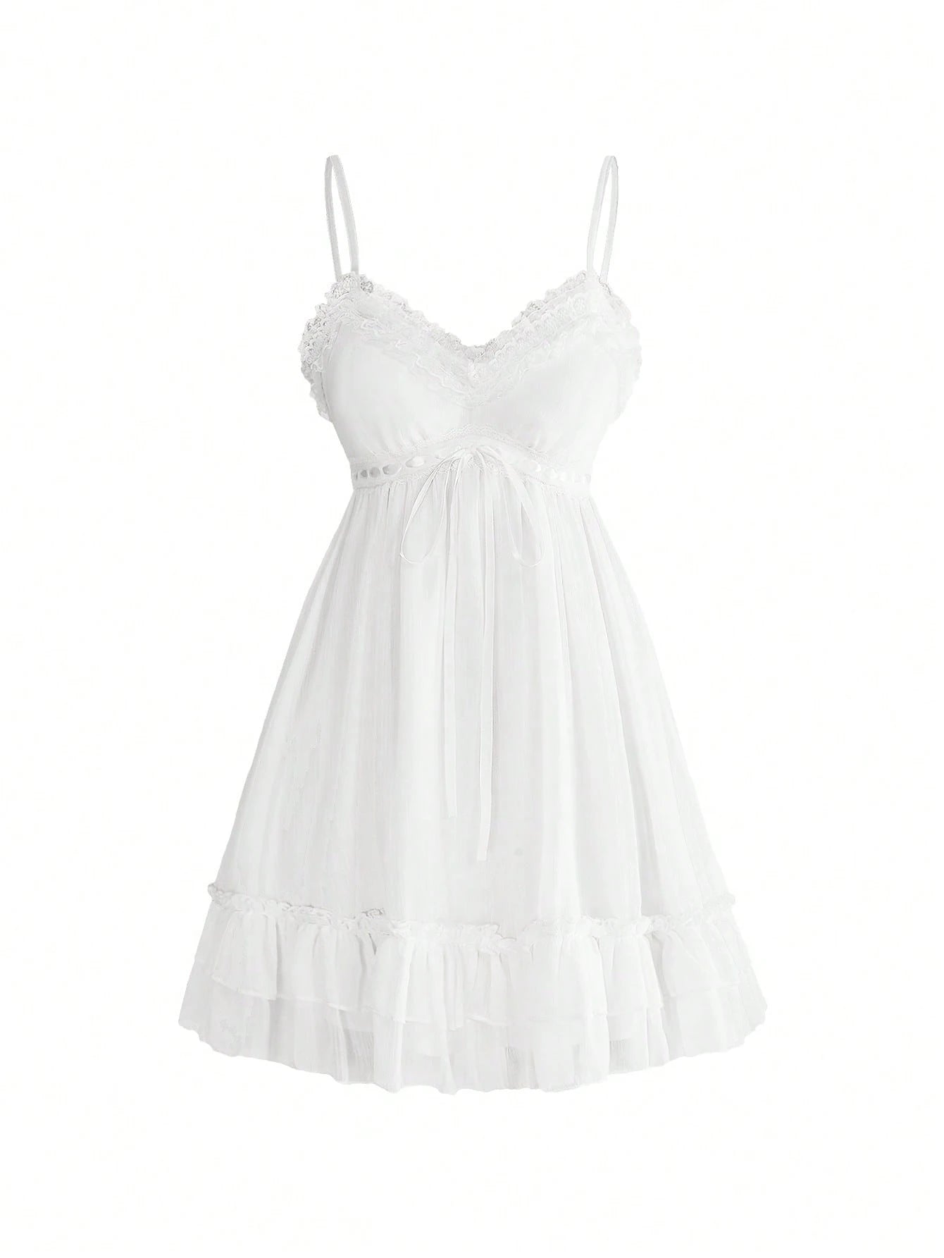 Goth Women's Lace Trim Lace-Up Ruched Casual Date Short Strap Dress - image 9