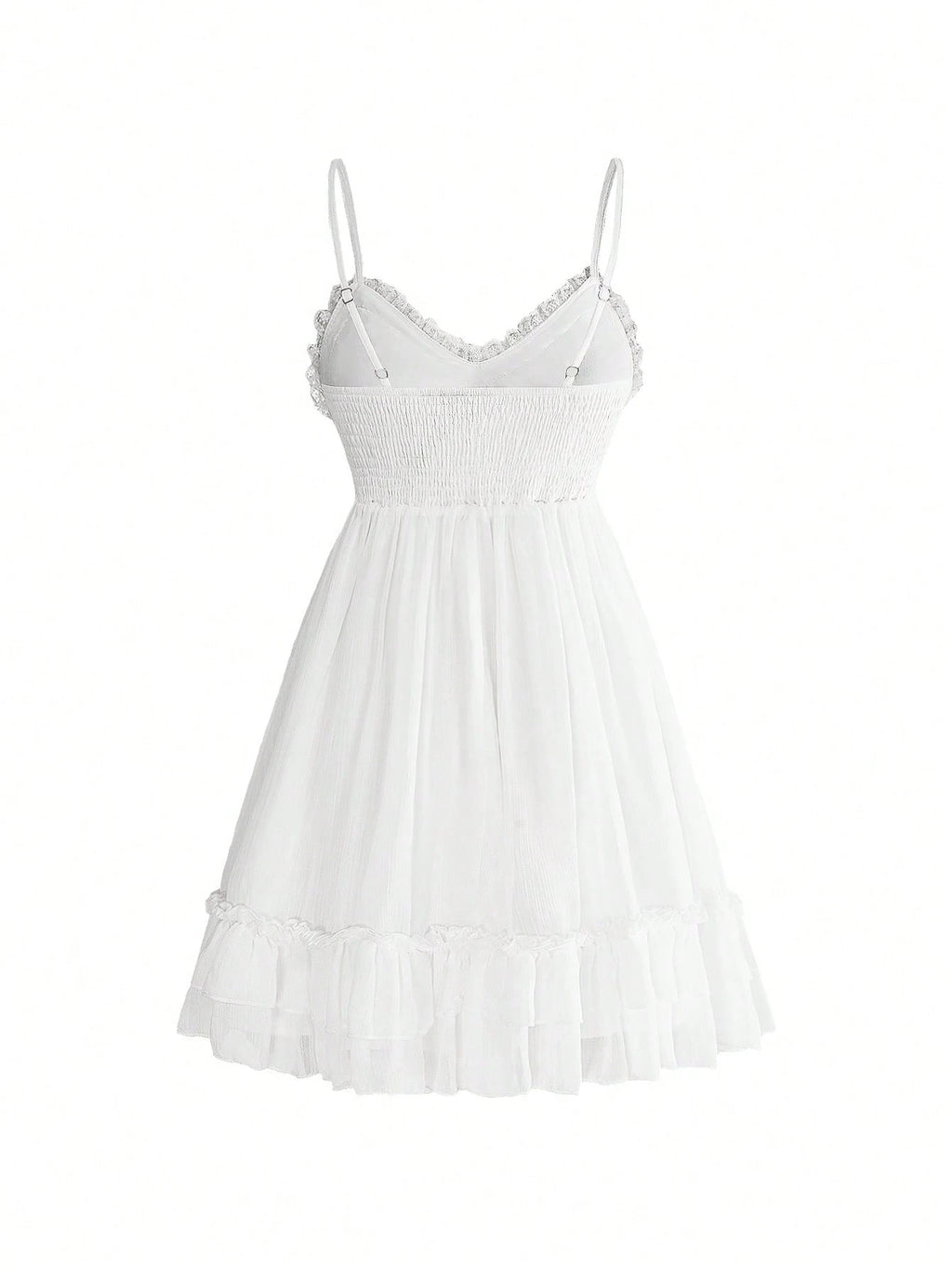 Goth Women's Lace Trim Lace-Up Ruched Casual Date Short Strap Dress