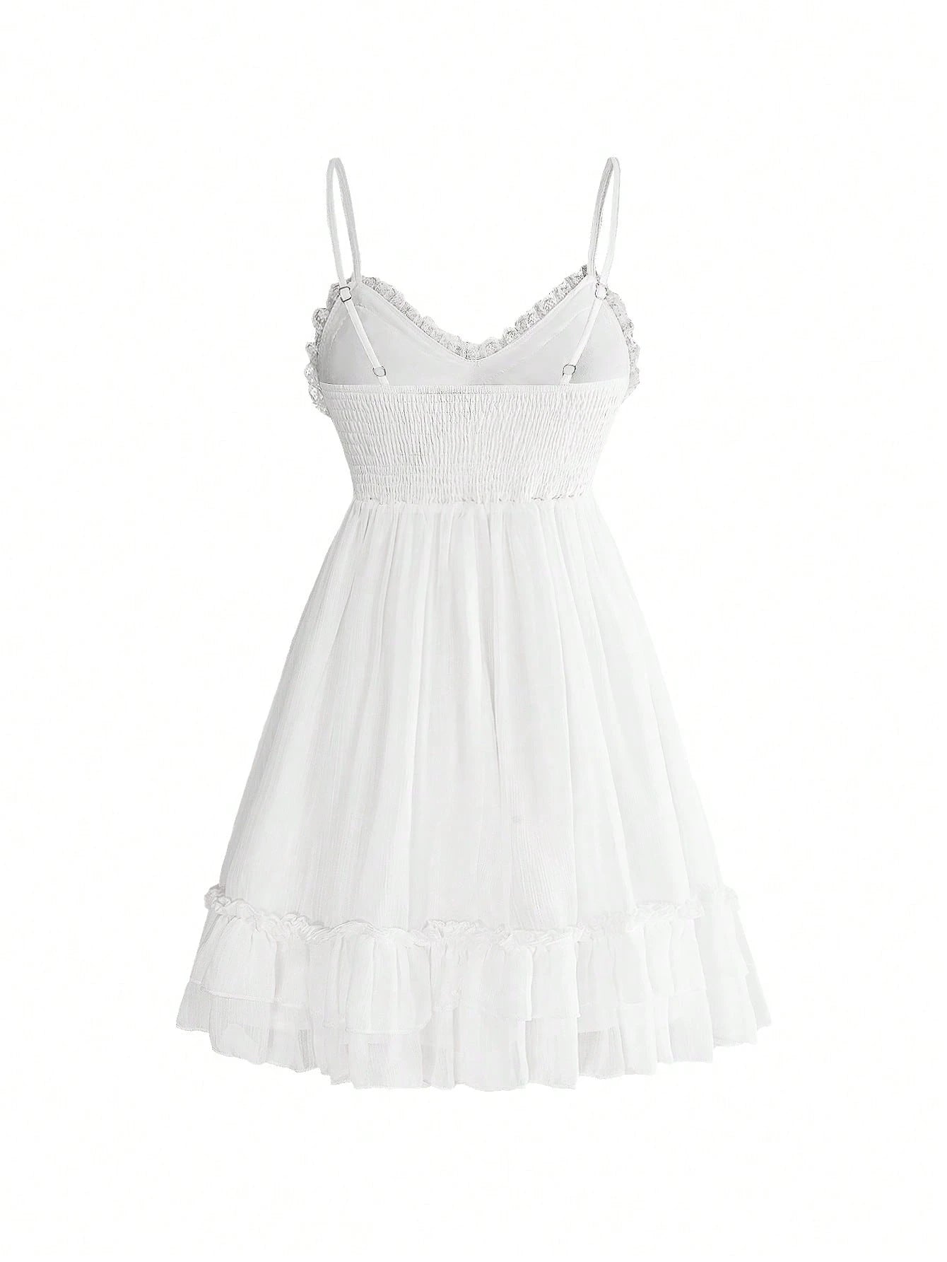 Goth Women's Lace Trim Lace-Up Ruched Casual Date Short Strap Dress