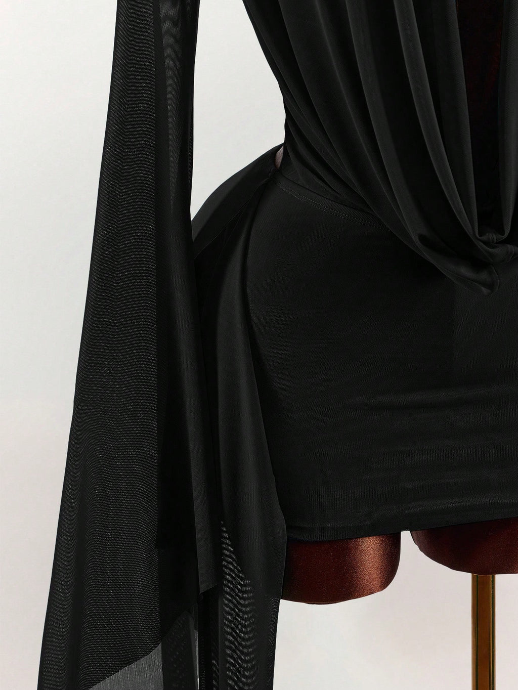 Amplova Romantic Vacation Earth Tone Low Cut Draped Neckline Flared