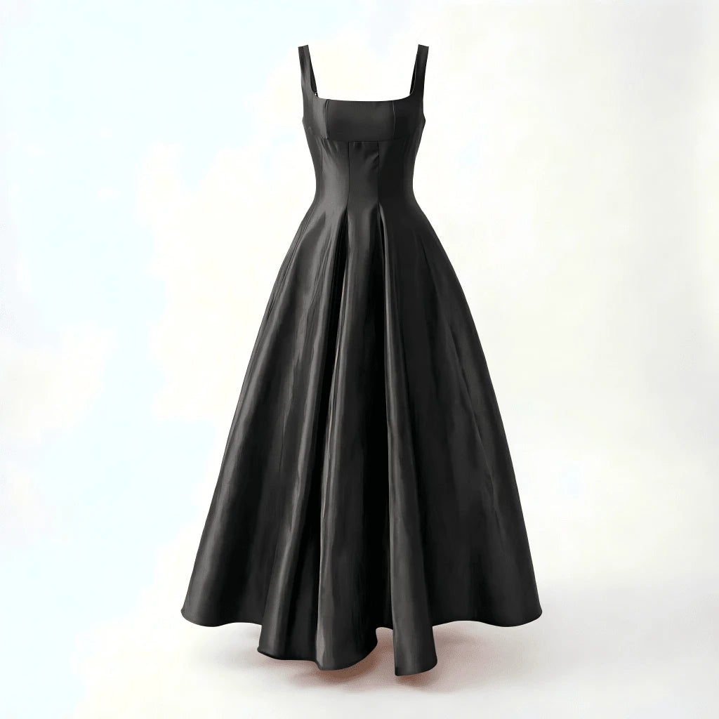 White Satin Square Neck A-Line Midi Dress, Women's Summer Dress. Ideal For Bridal Showers, Wedding Guests, - image 4
