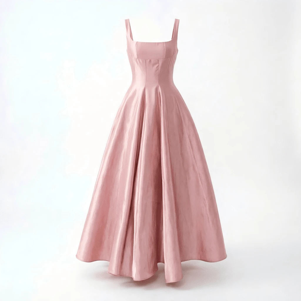 White Satin Square Neck A-Line Midi Dress, Women's Summer Dress. Ideal For Bridal Showers, Wedding Guests, - image 12