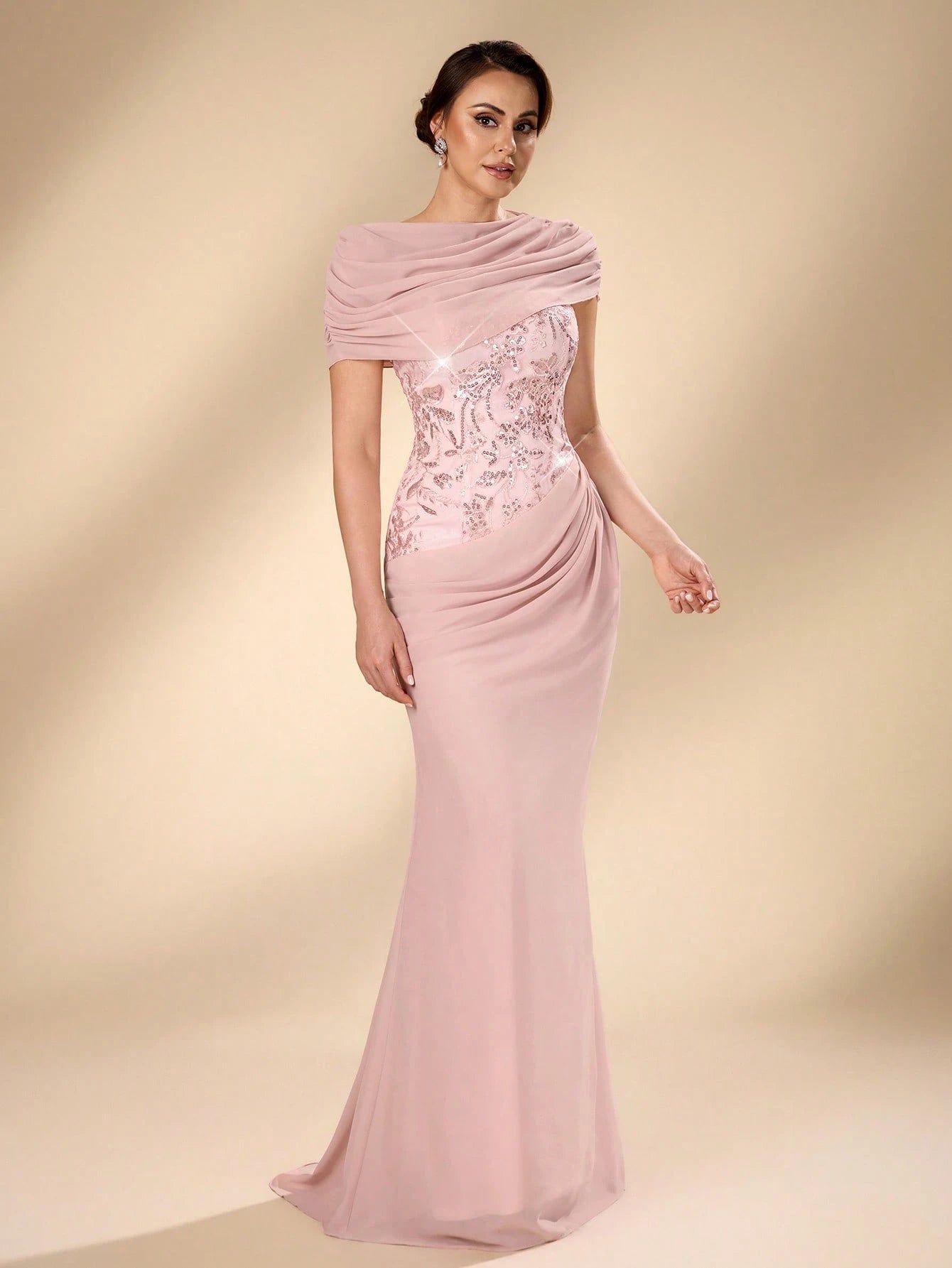 Serin Elegant, Luxurious, Romantic, Conservative Detachable Embroidered Sequin Lace Patchwork Chiffon Ruffle - image 2
