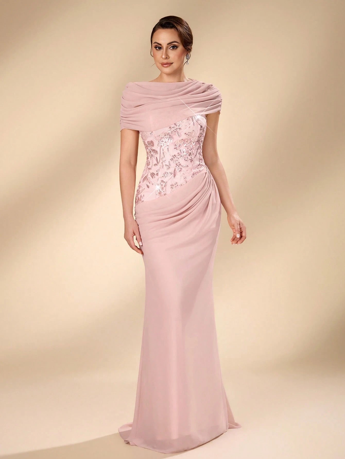 Serin Elegant, Luxurious, Romantic, Conservative Detachable Embroidered Sequin Lace Patchwork Chiffon Ruffle - image 5