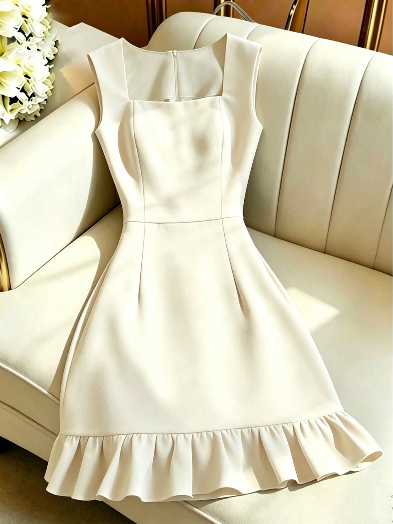 GlowEve Women's Sleeveless White Waist Cinched Mini Dress - image 18