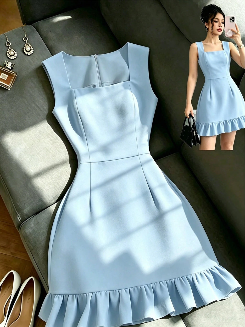 GlowEve Women's Sleeveless White Waist Cinched Mini Dress - image 17