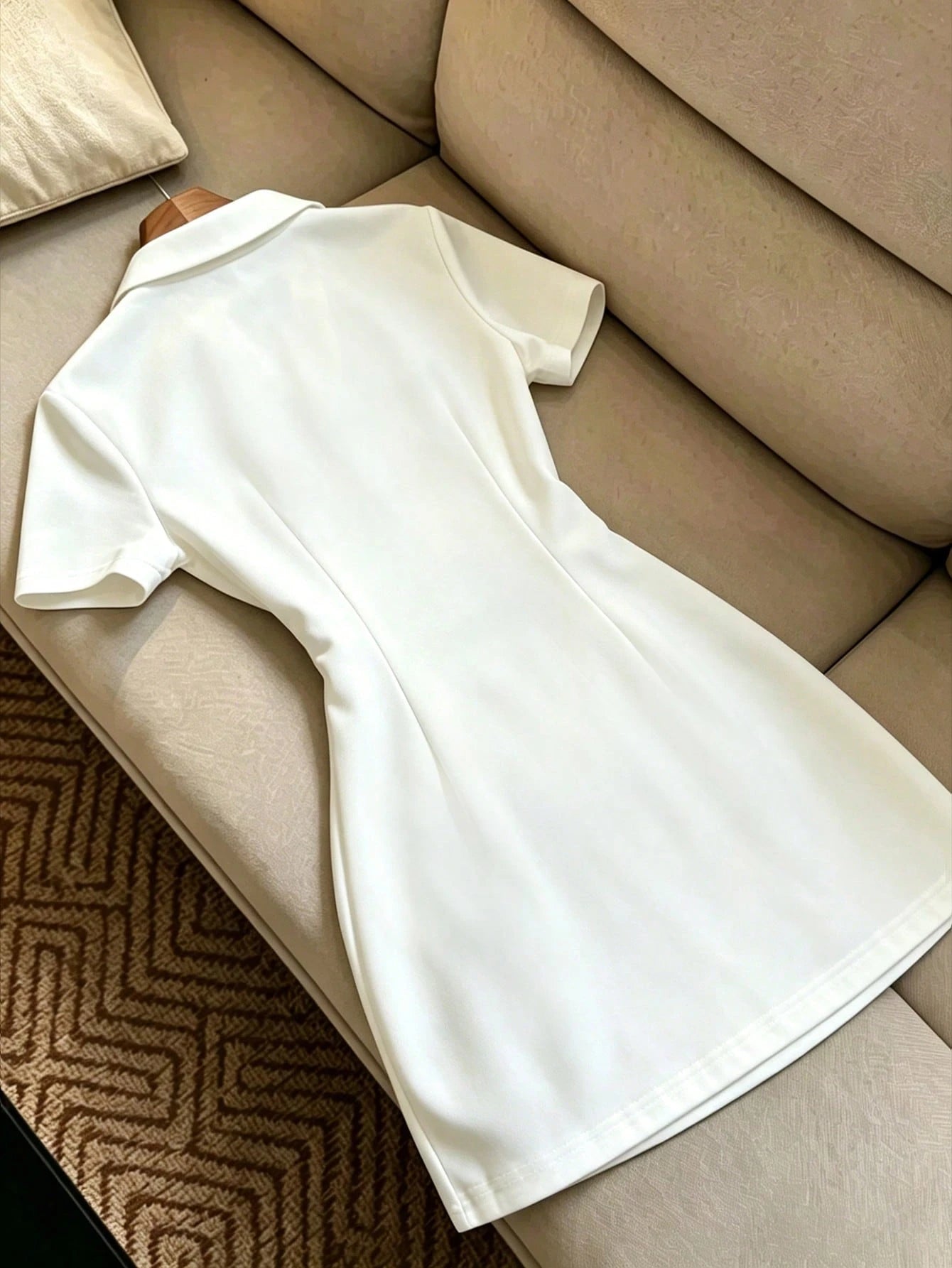 Franclia Women's Summer Polo Collar Short Sleeve Waist-Defining A-Line Dress, Minimalist Slimming Design, - image 2
